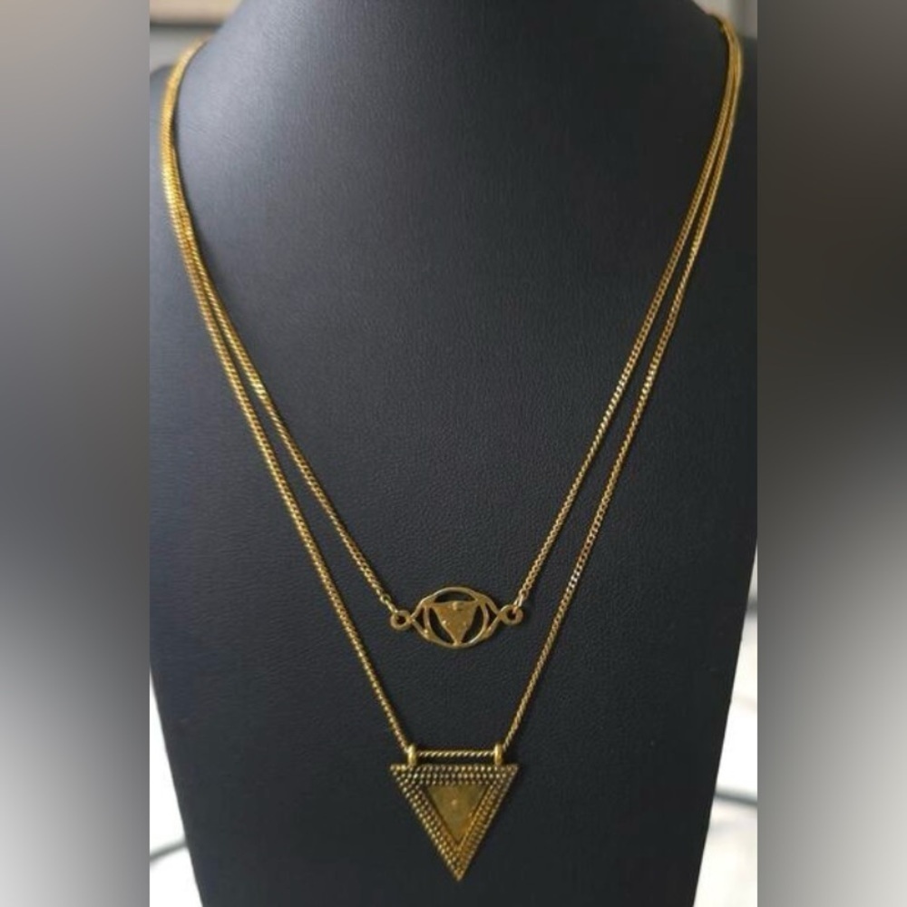 Marlyn Schiff Gold Plated Double Layered Necklace New